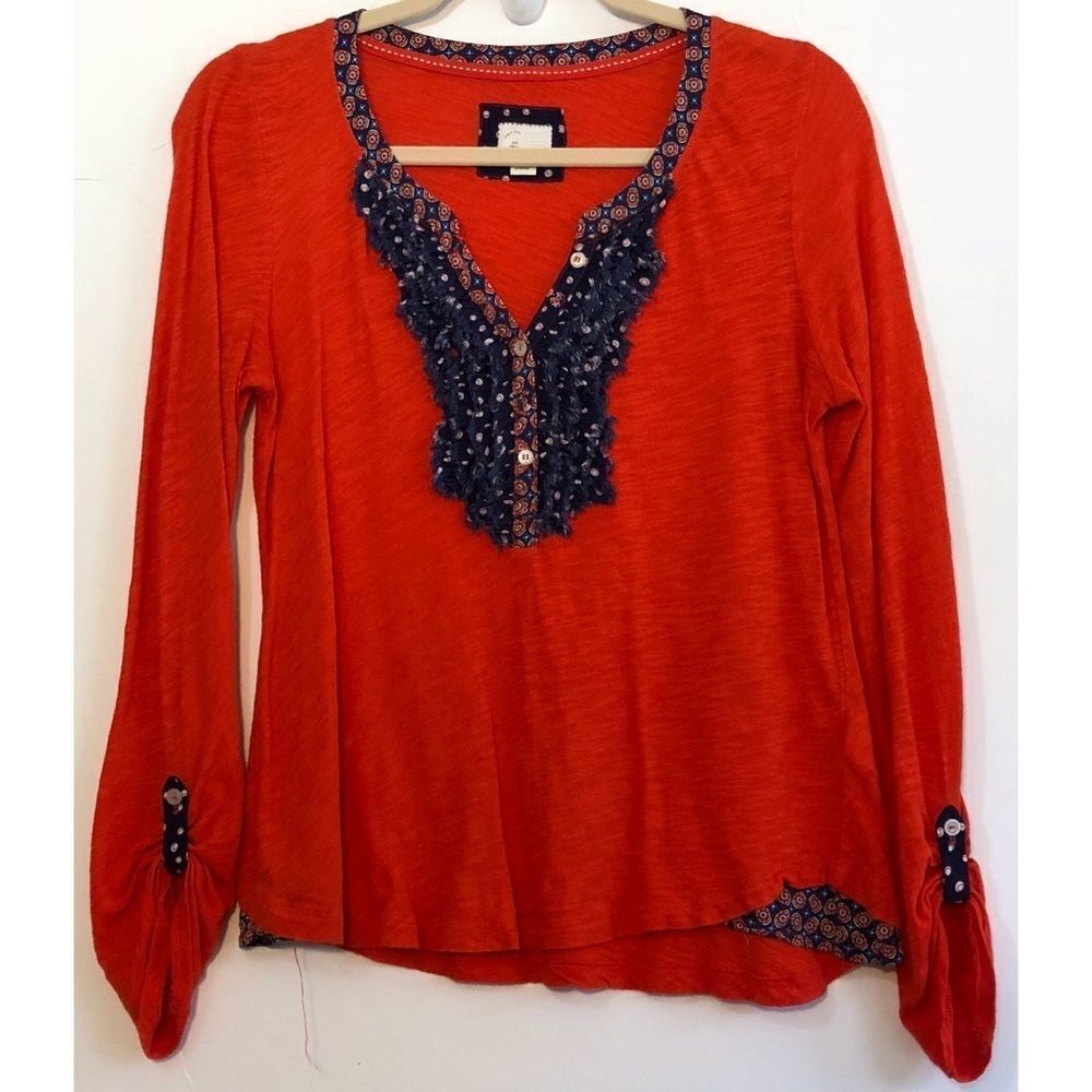 Anthropologie | Postcard top, orange, size small